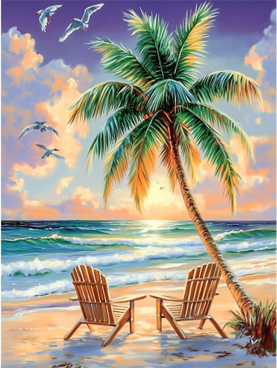 Beach Diamond Painting Kit for Adults – DIY Landscape Gem Art, Full Drill Crystal Diamond Painting for Home Wall Decor & Gifts, 12×16 Inch